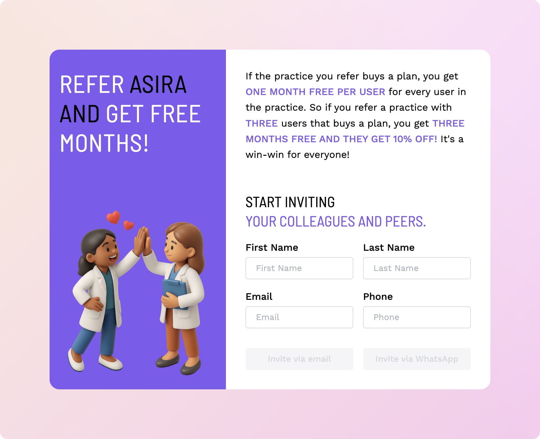 Our Referral Program will help you get Unlimited Free Months of ASIRA.