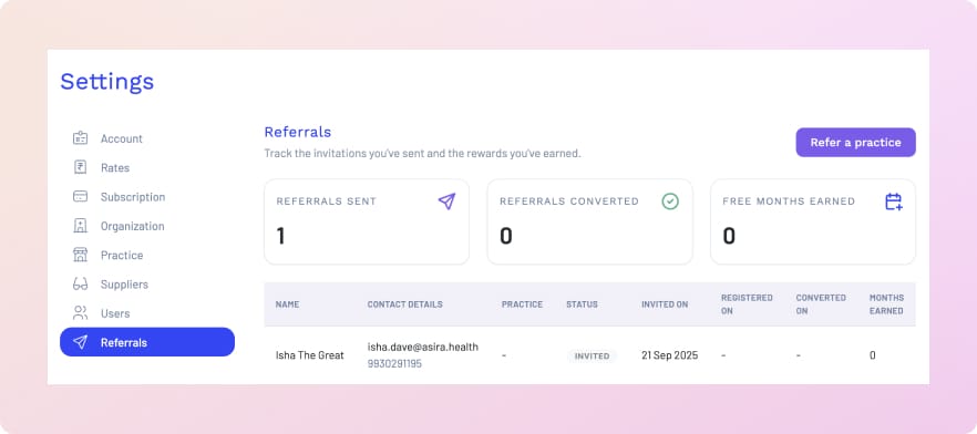 Our Referral Program will help you get Unlimited Free Months of ASIRA.