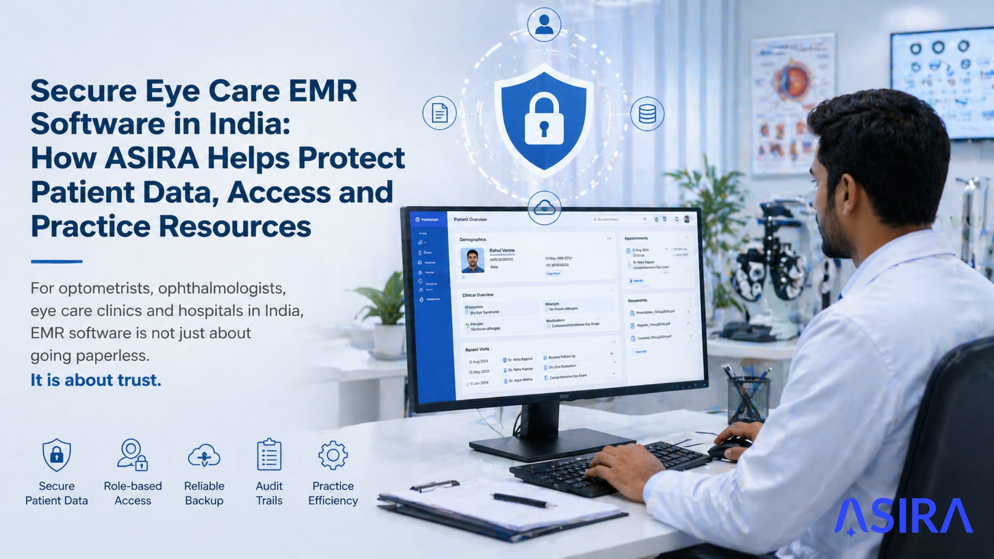 ASIRA's Secure EMR Infrastructure helps Protect Patient Data, Access and Practice Resources.